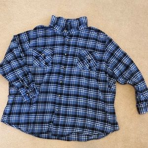 King Size Shirts - Mens soft brushed shirt in blue plaid King Size Shirts - Mens soft brushed shirt in blue plaid